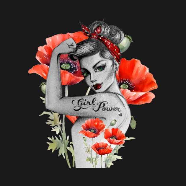 Girl Power Poppy Flower Rosie the Riveter Poppies Papaver by annechaart