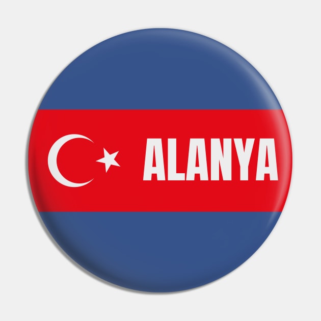 Alanya City in Turkish Flag Pin by aybe7elf