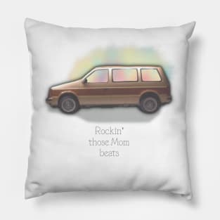 Rockin’ Those Mom Beats, Fun Retro Mini-van Graphic Pillow