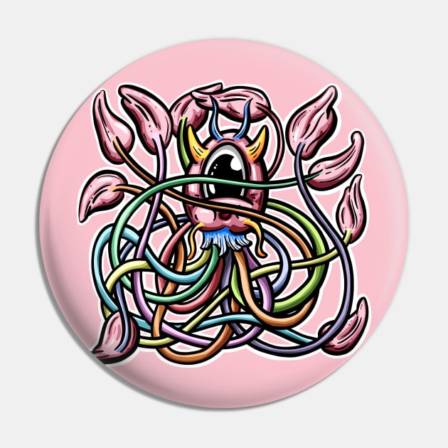 Cute Octopus Logo Illustration Cartoon Character Lil Pink Pin by Squeeb Creative