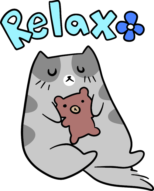 Relax Cat and Teddy Kids T-Shirt by saradaboru