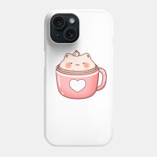 Kawaii cat in cup of coffee Phone Case