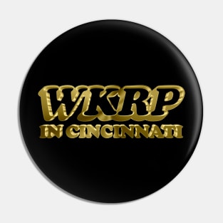 Gold WKRP In Cincinnati Vintage Tribute Logo Design Pin