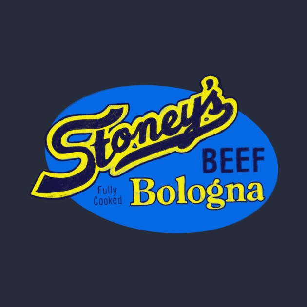 Stoney's Bologna - BEEF - Navy and Yellow Oval Logo by okaybutwhatif