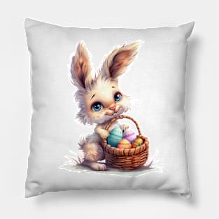 Cute Easter Bunny, Watercolor. Pillow