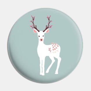 White Christmas Deer Pin