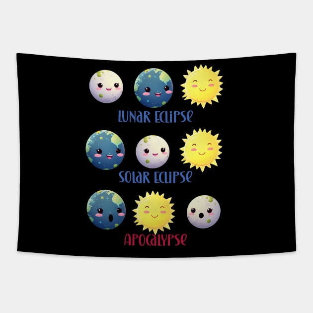 Solar eclipse apocalypse cute kawaii transition Tapestry by Edgi