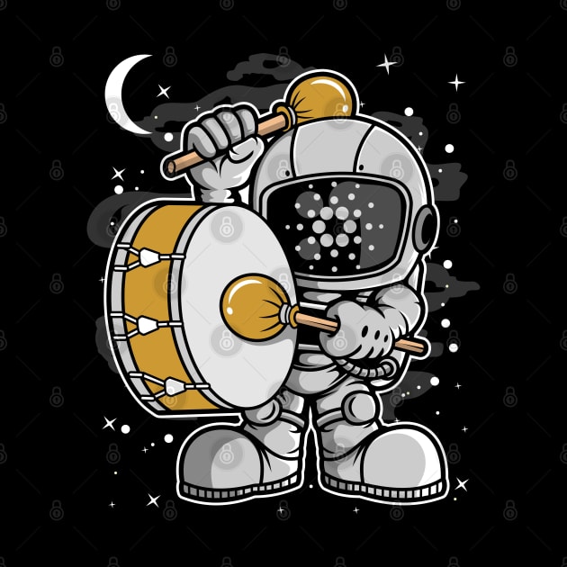 Astronaut Drummer Cardano ADA Coin To The Moon Crypto Token Cryptocurrency Blockchain Wallet Birthday Gift For Men Women Kids by Thingking About