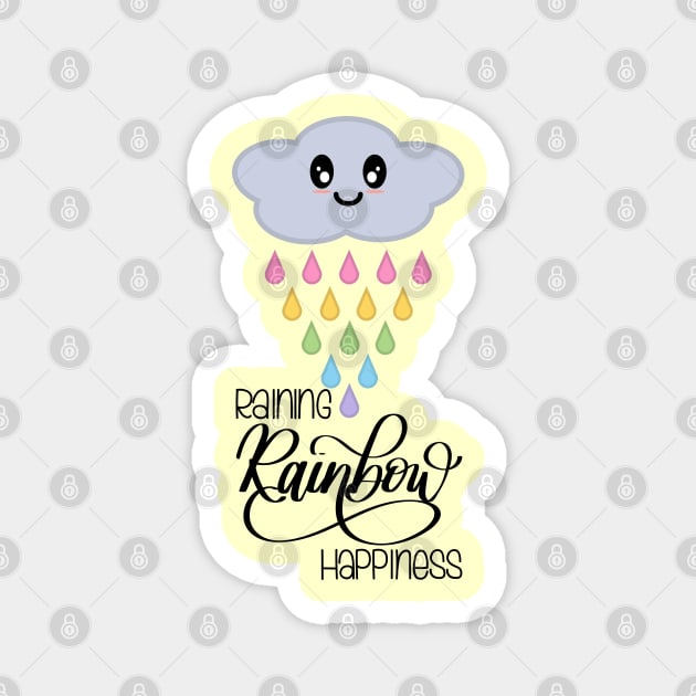 Raining Rainbow Happiness Kawaii Cute Rain Cloud in Yellow Magnet by Kelly Gigi