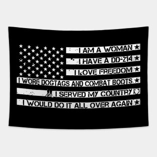 American Flag Veteran Woman I Served My Country I Love Freedom Tapestry