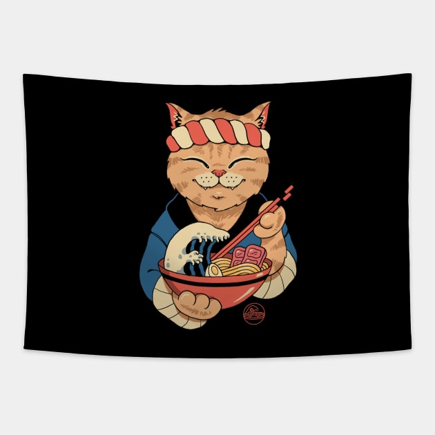 Ramen Meowster Tapestry by Vincent Trinidad Art