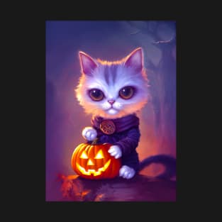 Halloween Cat with Pumpkin T-Shirt