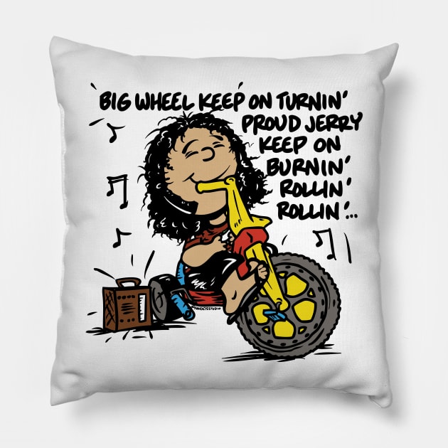 Jerry Big Wheel Gratenuts Dead and Co Pillow by HandEyeStudio