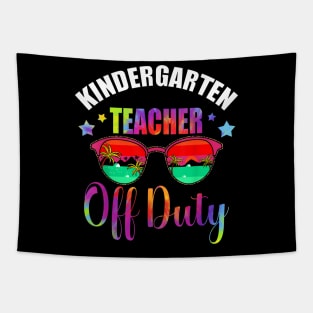Funny Kindergarten Teacher Off Duty Retirement 2023 T-Shirt Tapestry