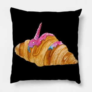 Watercolor croissant - fairy unicorn Pillow