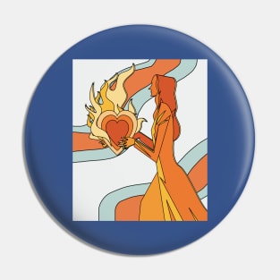 Flames Burning Heart On Fire Pin