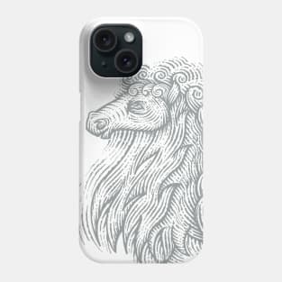 Side Profile of a Horse Head with Curly Hair Hand Drawn Illustration Phone Case