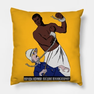 African Peoples Will Curb The Colonizers - Refinished, Anti Colonial, Soviet Propaganda Pillow