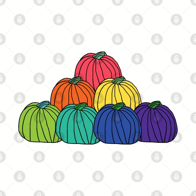 Rainbow Colored Pumpkin Pile by ellenhenryart