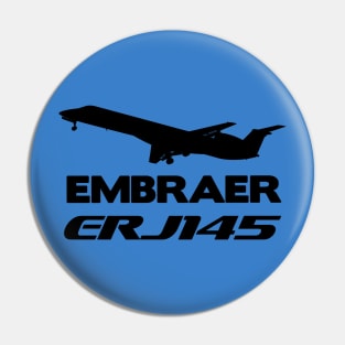 Embraer ERJ145 Silhouette Print (Black) Pin