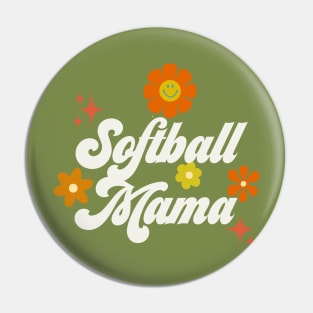 Softball Mama - 70s style - white Pin