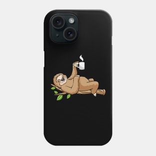 Sloth on tree with mug of coffee Phone Case