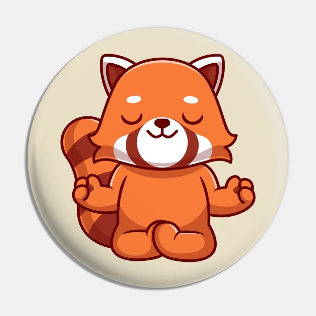 Cute Red Panda Doing Yoga Cartoon Pin by Catalyst Labs