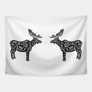 Mooses or Elks in Love - cool animal ink art design - on light colors Tapestry