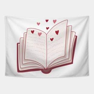 Pink romance book with hearts for romance readers Tapestry