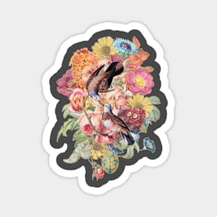 Romantic Vintage Birds with Flowers Magnet