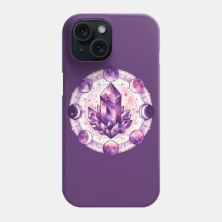 Amathyst Crystal - With Phases of the moon Phone Case