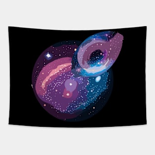 blacklight painting of a galaxy scene, complete with swirling nebulas and stars that glow under UV light Tapestry