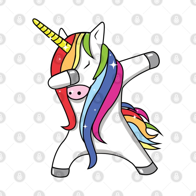 Rainbow Sparkle Dabbing Unicorn by ThisOnAShirt