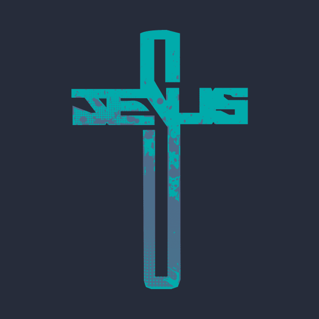 Blue and Purple Jesus Cross by AlondraHanley