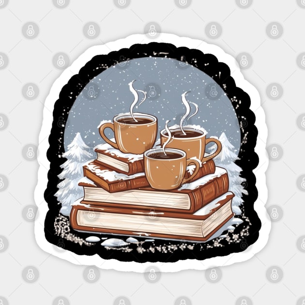 lover book coffee with snow life Magnet by SR8891