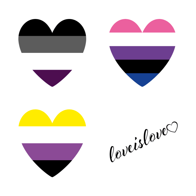 LGBT | Asexual Genderfluid Nonbinary Pride Hearts by s.hiro