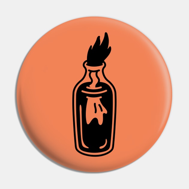 Molotov Fire Bottle Pin by Strymon Art