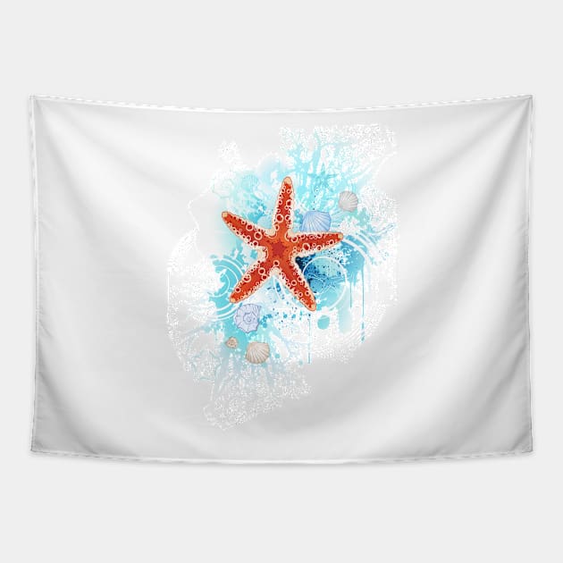 Red Starfish ( Sea Starfishes ) Tapestry by Blackmoon9