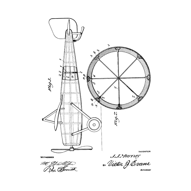 Airplane Vintage Patent Hand Drawing by TheYoungDesigns