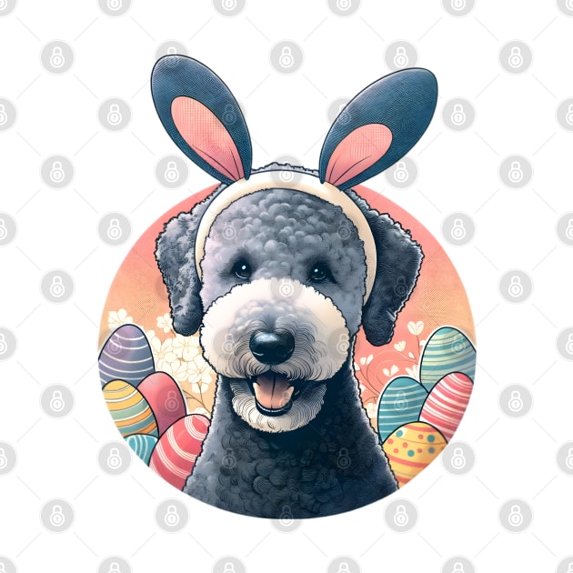 Bedlington Terrier Celebrates Easter with Bunny Ears by ArtRUs