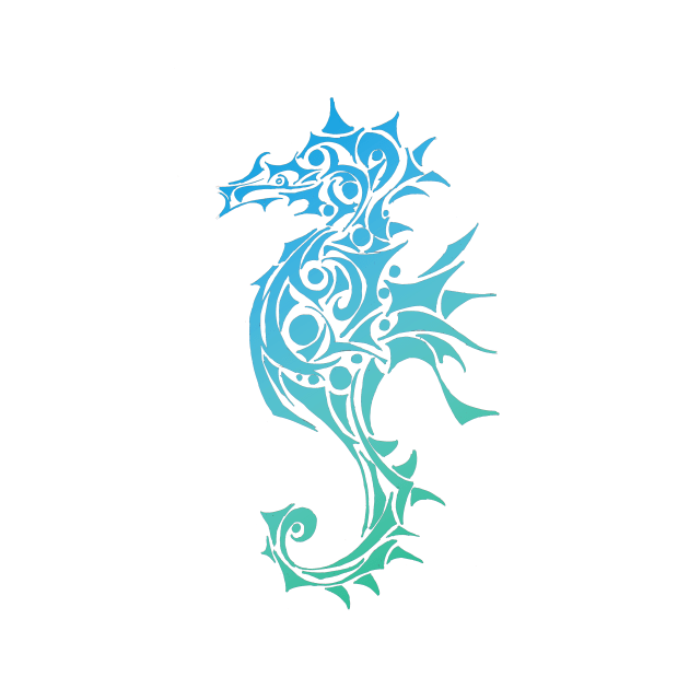 Turquoise Seahorse Tattoo by ZeichenbloQ