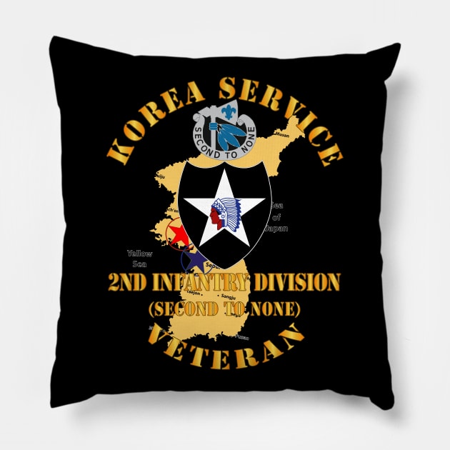 Korea Service Vet - 2nd Infantry Div - Second to None Pillow by twix123844