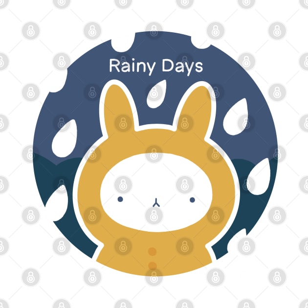 Kawaii „Rabbit in the Rain“ Design | Cute Bunny Illustration | By Atelier Serakara by Atelier Serakara