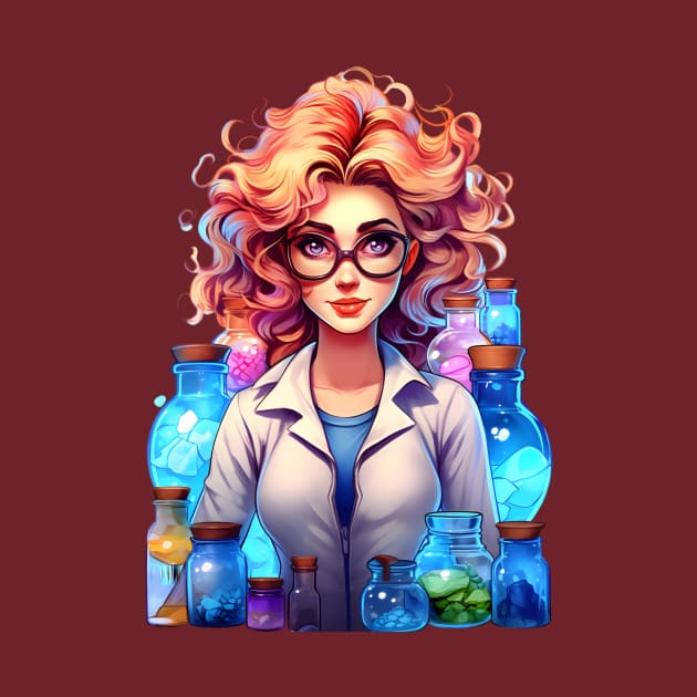 Cartoon Style Portrait - Woman Doctor/Scientist/Lab Worker/Chemist by Radibor78