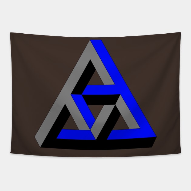 Even more impossible triangle (blue) Tapestry by TRIME