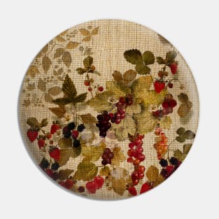 French Cretonne with Forest Fruits Pattern Pin