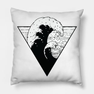 Wave Triangle black and white Illlustration sea swell Pillow