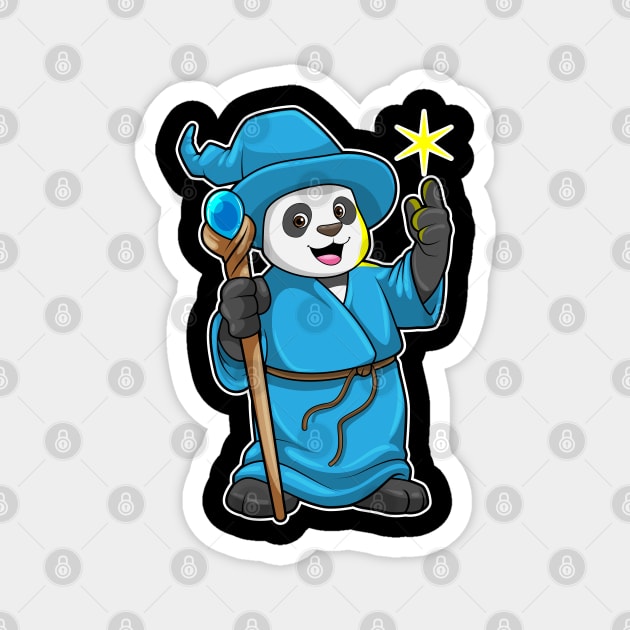 Panda as Wizard with Magic wand Magnet by Markus Schnabel