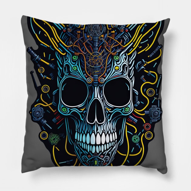 Cyborg Heads S02 D58 Pillow by Houerd