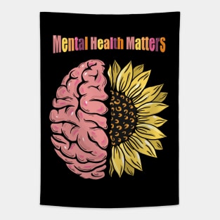 Brain Floral sunflower, Mental Health Matters Tapestry
